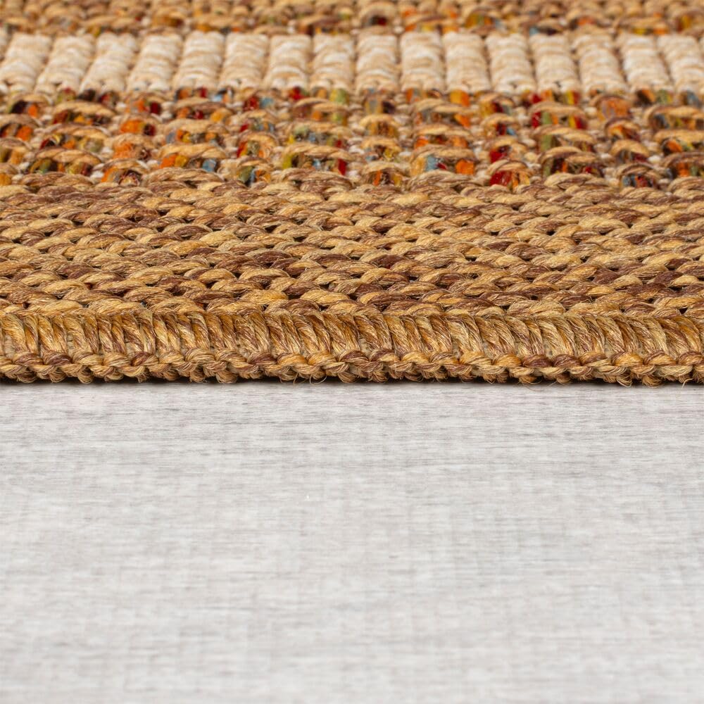 Tapis de Salon Motif Rayé Déco Polyvalente Ocre 120 x 170 cm Lavable Entrée Cuisine | CLYST