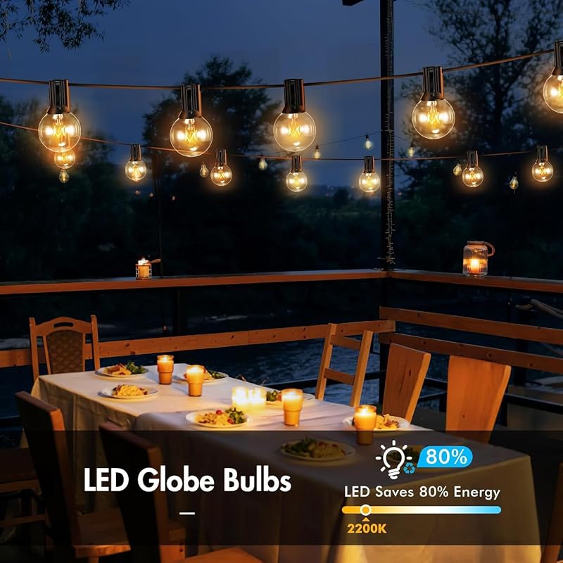 ZONJIE G40 LED Izzó Kültéri 25db E12 Foglalat Meleg Fehér Dekorációs Fényfüzér
