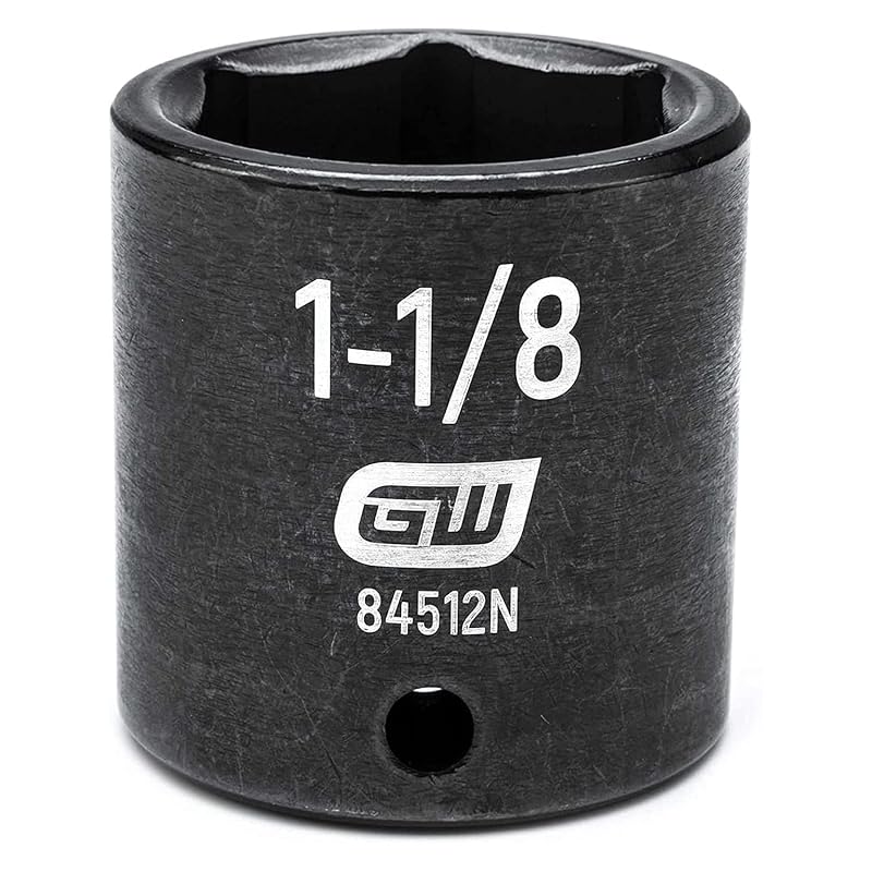 Soquete de impacto padrão de 6 pontos GEARWRENCH, encaixe de 12,7 mm (1/2 pol.), 28,6 mm (1-1/8 pol.) 84512N