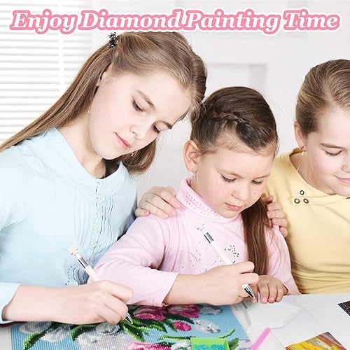 Miniatura 7 de ZYNERY Juego de 34 bolígrafos de pintura de diamante, 2 bolígrafos de cera recargables con 32 ceras, bolígrafo de taladro giratorio para arte de