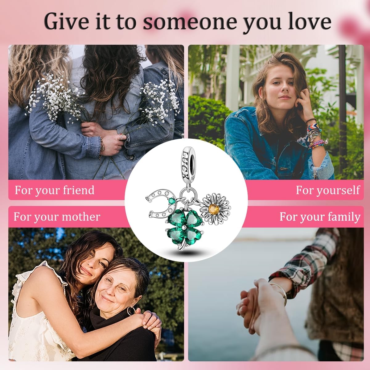 Parmuz 925 Sterling Silver Charms for Bracelet Woman Love Heart Evil Eye Daisy Flower Pendant Beads for Necklace Dog Cat Charm Jewelry Gift for Her - Image 6