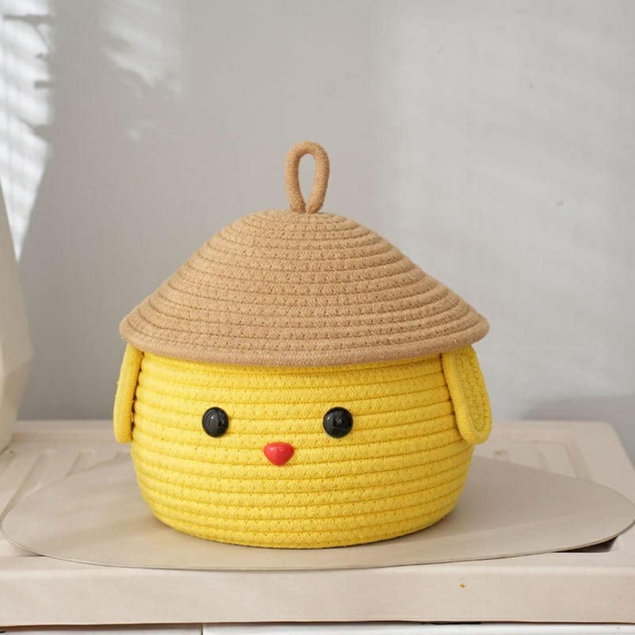 TRENDOZE Jute Cotton Stripped Handcrafted Woven Planter Basket For Home Decore, Multi Purpose Bag With Lids For Living Room Office And Kitchen Vegetable And Fruits (MATKA BEIGE)-image-46
