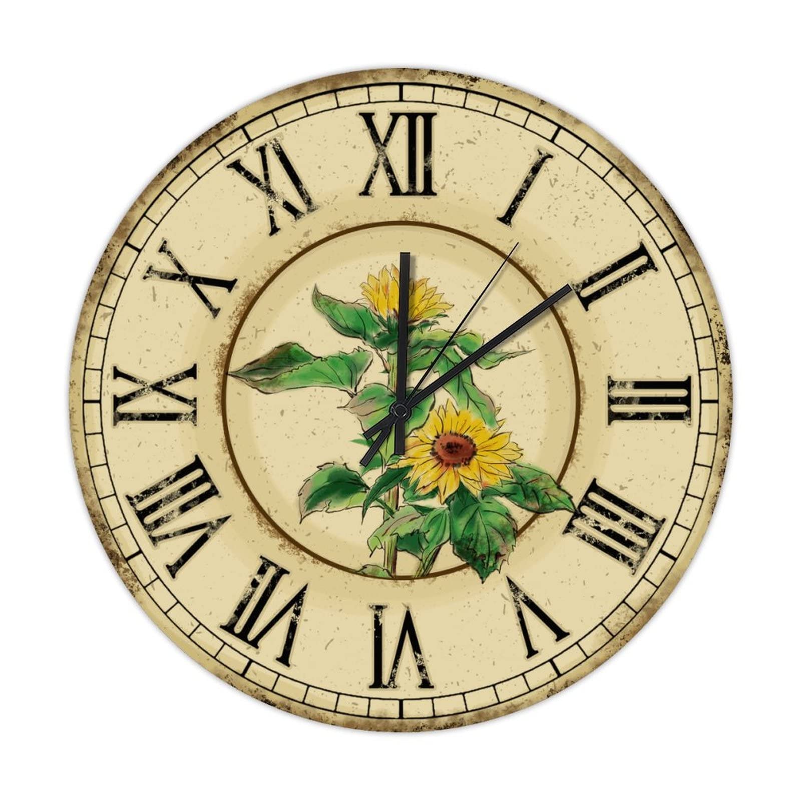 Horloge murale vintage en bois de tournesol, l'esprit rétro chez vous