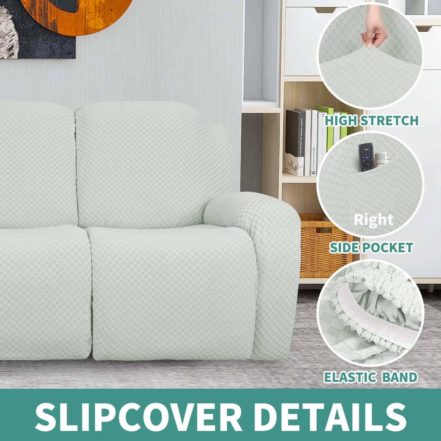 YEMYHOM Small Size Recliner Chair Cover + Small Size Ottoman Cover （Ivory）