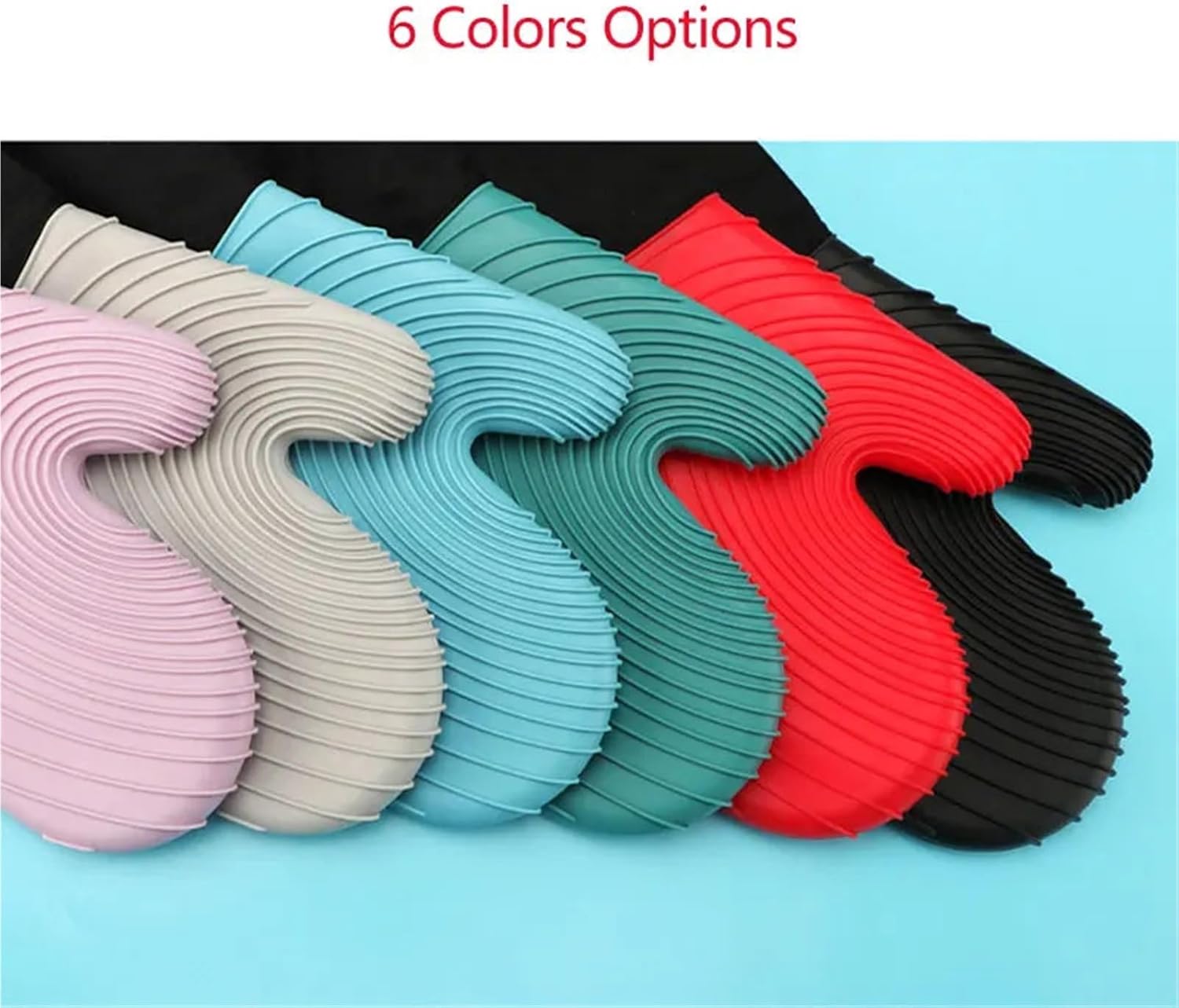 Heat Slip Silicone Oven Mitts Set, Soft Polyester Lining, Waterproof, Long Flexible Thick Gloves(36)