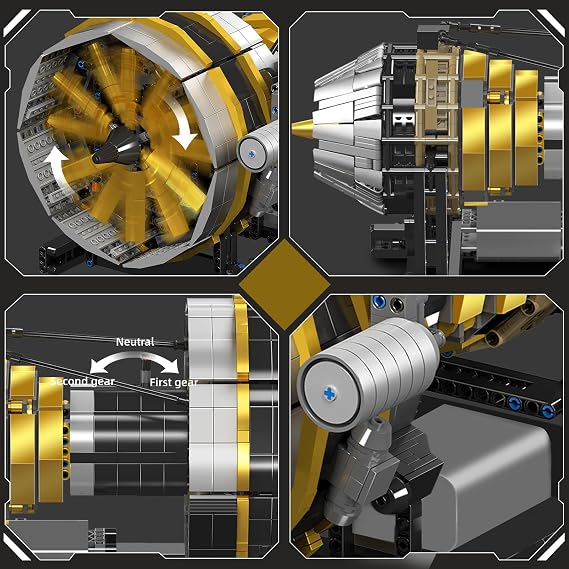 Mould King City Aircraft Engine Building Set-Turbojet Engine Model That Runs with Motor-Collectible Blocks Kit for Adults -Mechanical Science Education STEM Toy(2256 PCS)
