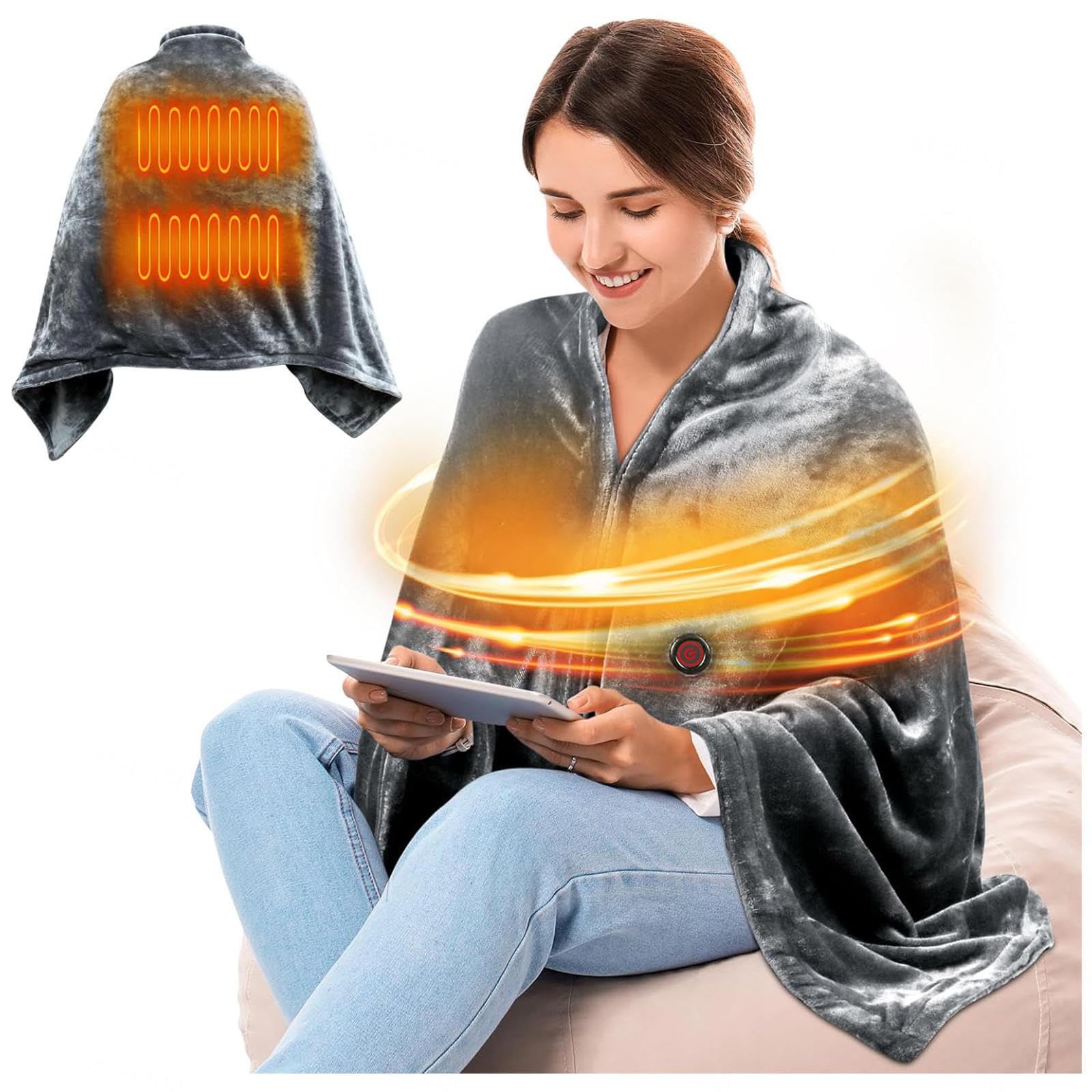 Manta Termica USB 150x80cm,con 3 Temperaturstufen et Calor Rápido, Almohadilla Eléctrica Lavable, Esterilla Electrica pour Oficin Cama Exterior Familia