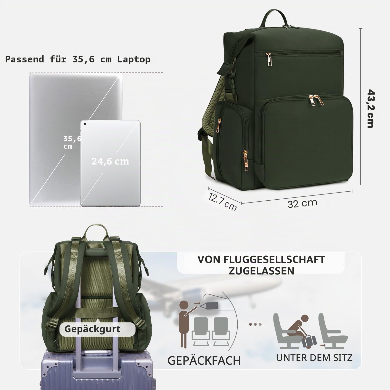 CEI-CEI Neopren Wickelrucksack Große Wickeltasche für Neugeborene, wasserdichter Reise-Rucksack für Mama und Papa mit isolierten Fächern und Wickelunterlage