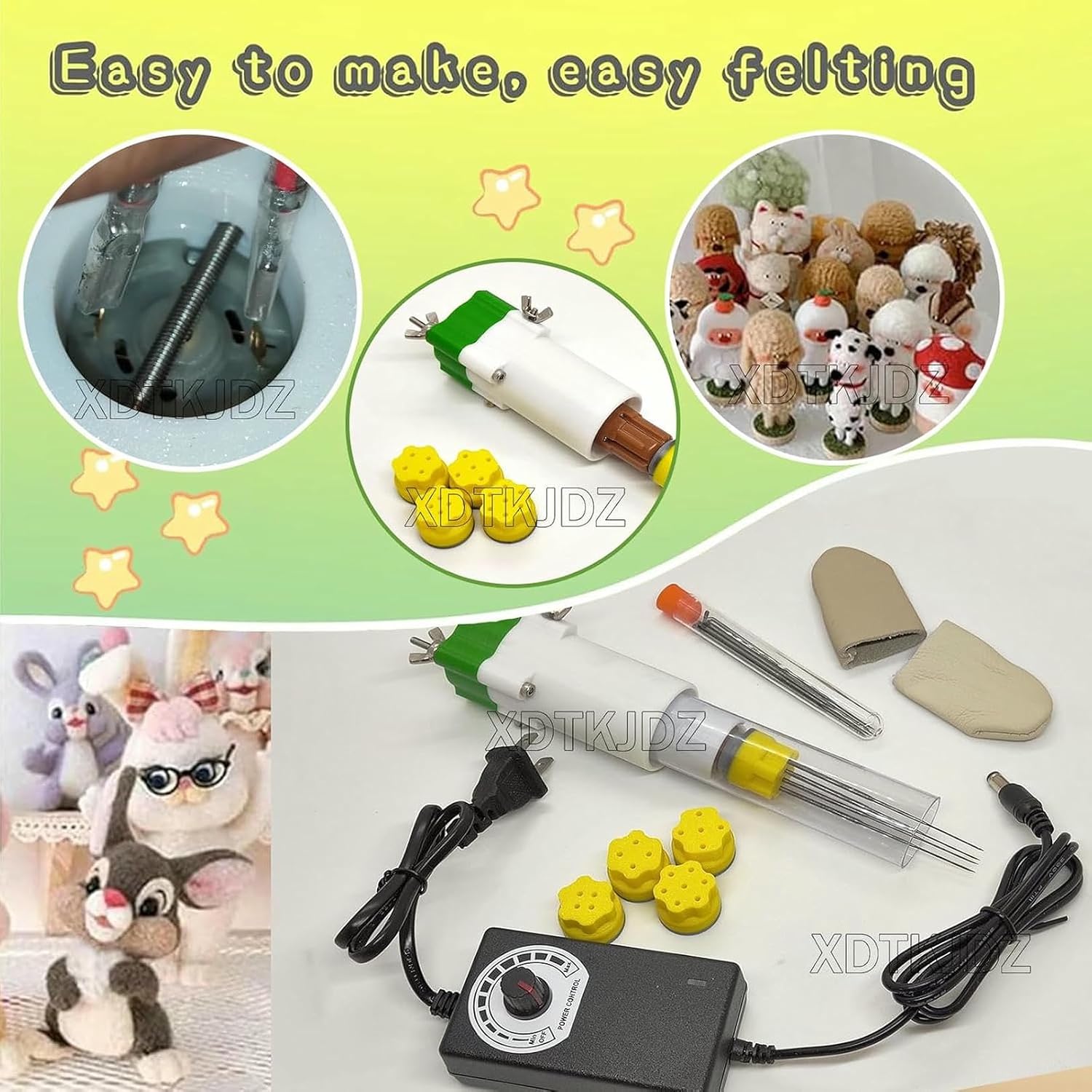 Electric Felting Needle Machine Kit, Punch Style Felting Needle Tool, Stepless Speed Regulation, for DIY Wool Painting and Felted, DIY Toys Craft Make Felt Animals