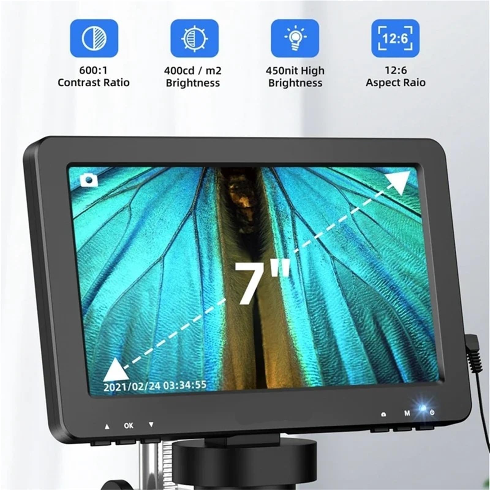 Digitales Mikroskop. Digitalmikroskop 7 Zoll 50X-1200X, HD-LCD, Stufenlos Tragbar