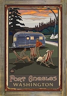 Northwest Art Mall Port Angeles Washington Rustic Metal Print on Reclaimed Barn Wood from Travel Artwork by Artist Paul A. Lanquist 11.5" x 17.5"