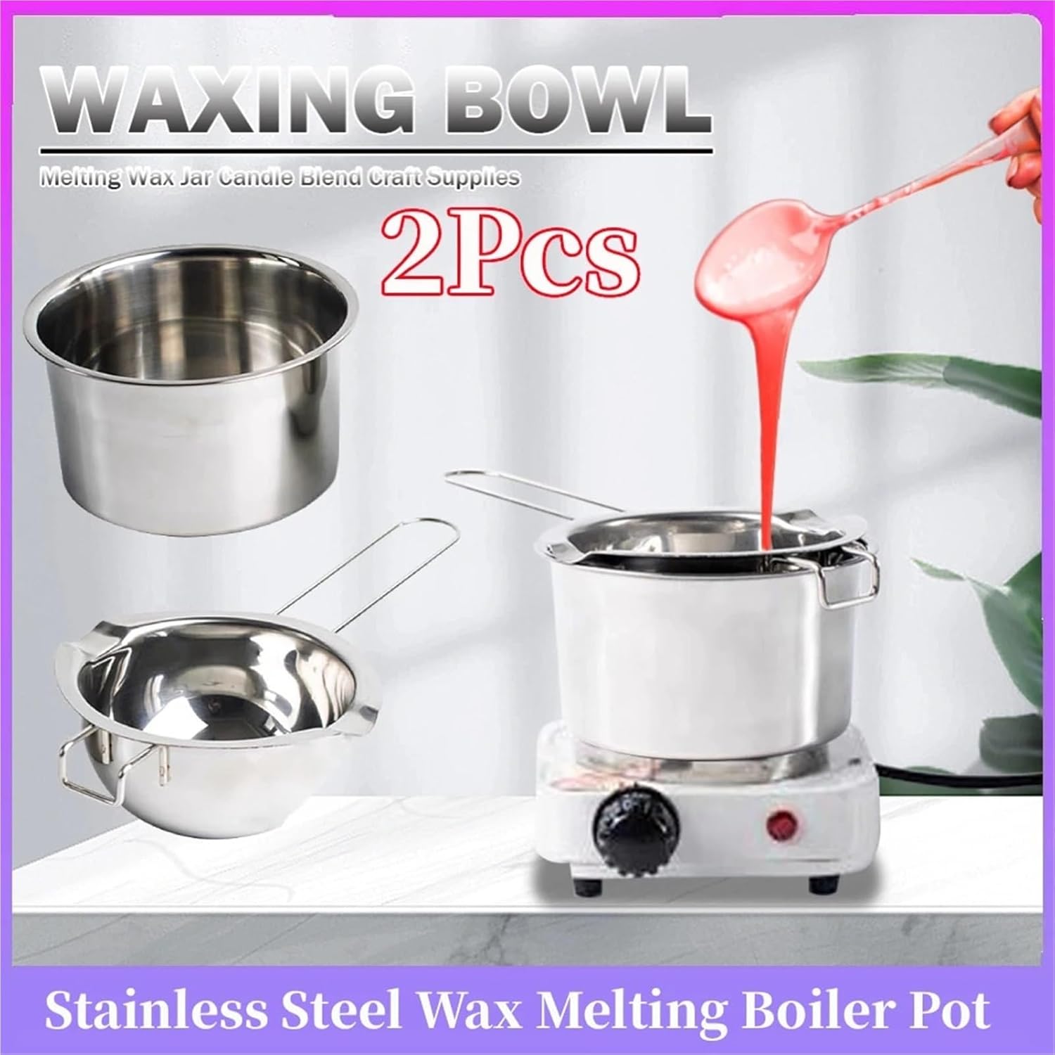 Stainless Steel Double Boiler Pot Melting Bowl 1 Set Candle Wax Melting Pot Reusable 400ml Double Boiler Stainless Steel Chocolate Cheese for DIY