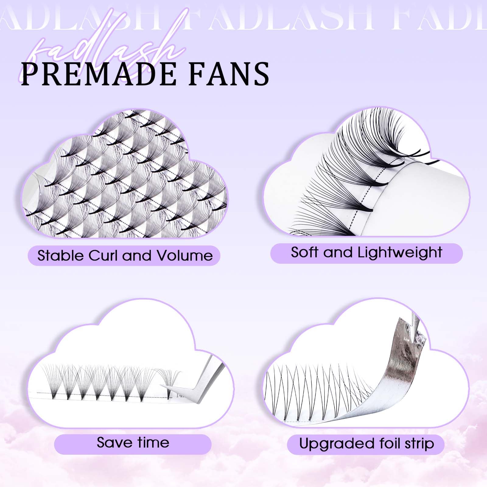 Volumen Ruso 10D 0.07mm C Curl 15mm Prefabricados Extensiones de Pestañas Volume Lashes Extension Ruso Pestañas — view 103