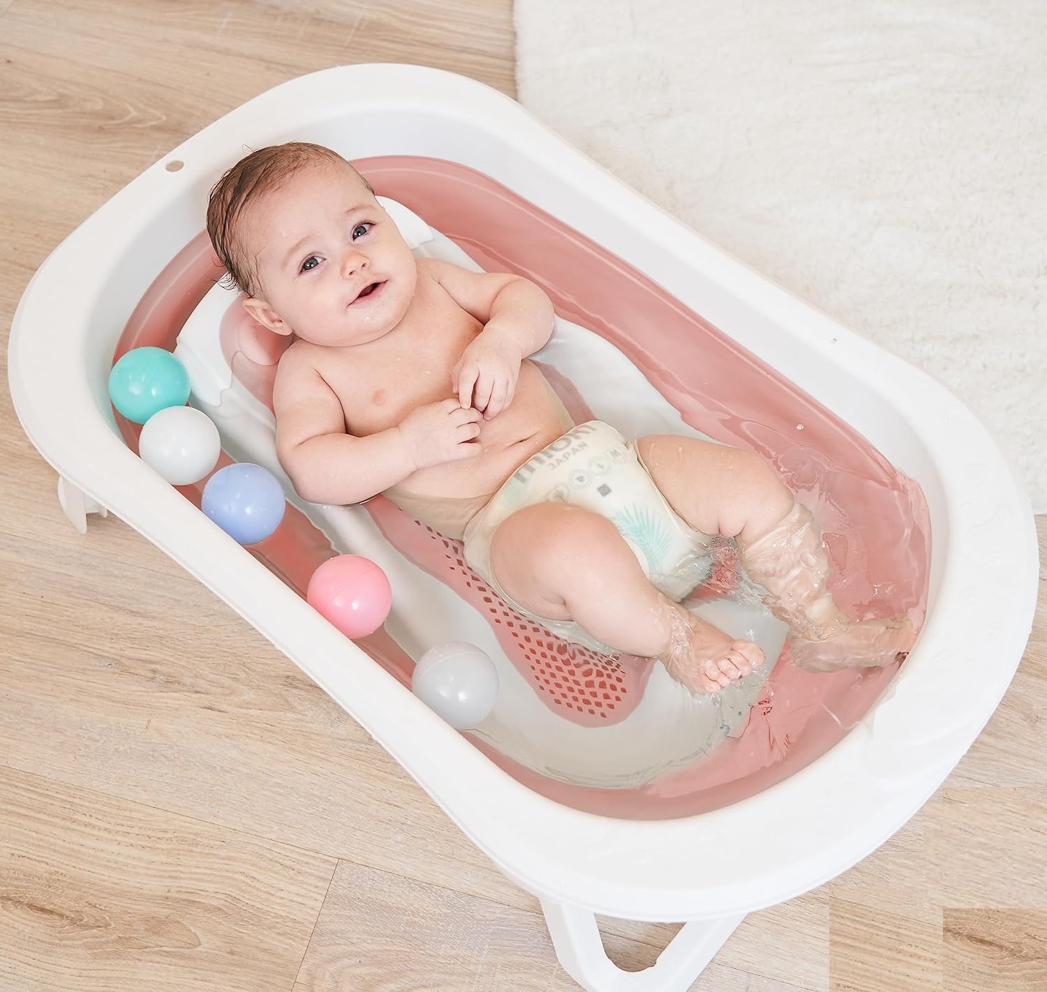 Buy Deoxys Baby Bathtub Folding Infant Bath Tub, Non-Slip Collapsible Kids  Shower Bath Basin Portable Foldable Washing Bathing Tub Large Safe Bathtub  ...