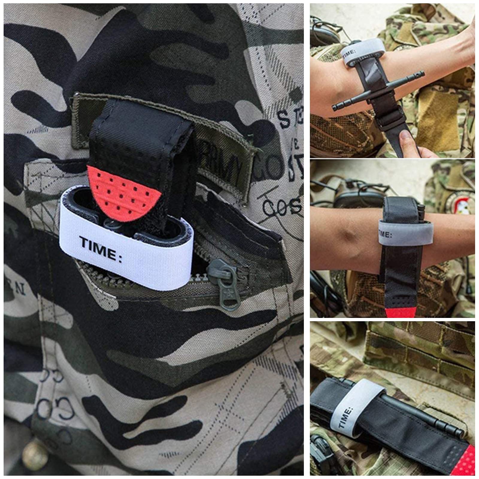 Torniquete con Soporte Tactico Militar ,4 Piezas para Acampar Senderismo MontañIsmo Deportes al Aire Libre
