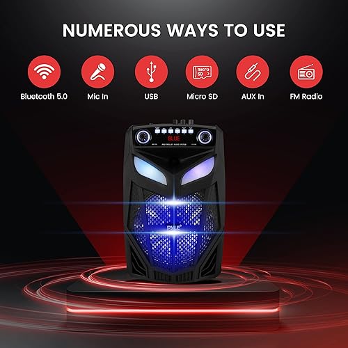 Miniatura 3 de Pyle Sistema de altavoces PA Bluetooth portátil, 600 W, 10 pulgadas, altavoz BT para interiores y exteriores, incluye 2 micrófonos inalámbricos