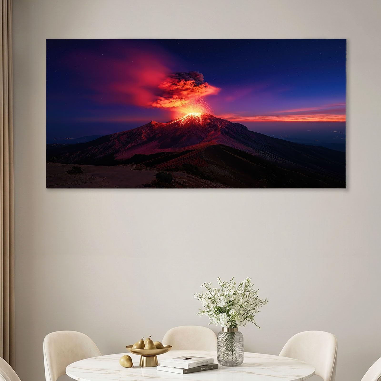 Générique Obraz dekoracyjny na płótnie, 140 x 70 cm, natura, druk na płótnie, dekoracja ścienna, czarny wulkan, do salonu, sypialni, kuchni