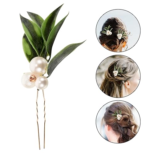 Miniatura 9 de Accesorios para el cabello de dama de honor de decoración de vegetación de 3 piezas: flores, horquillas de boda, diadema de hojas - diseño de perlas