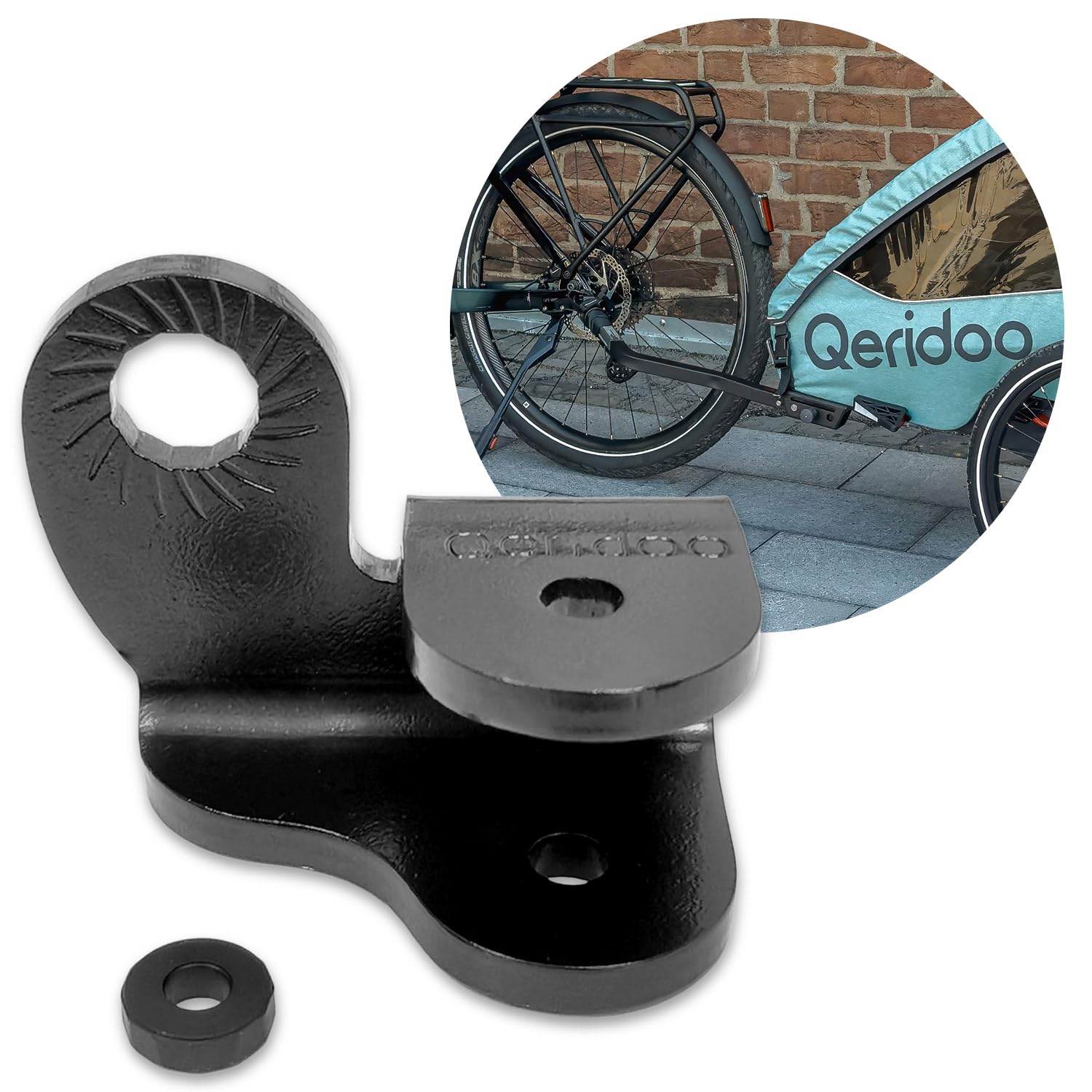 Qeridoo KUFA-20 Kupplung Fahrradanbindung | Anhängerkupplung E-Bike geeignet | Fahrradanhänger Kupplung | Universal Adapter aus Edelstahl | Original Qeridoo Zubehör