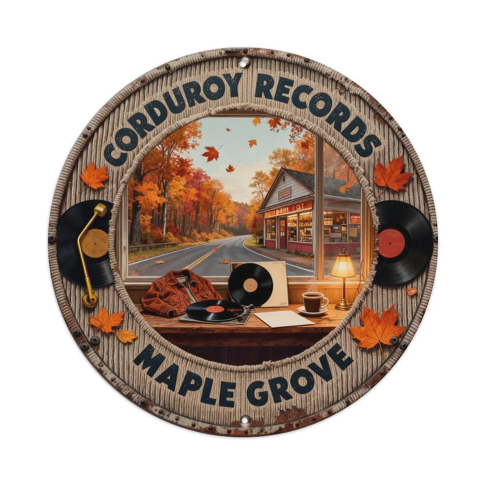 Corduroy Records Sign Metal Tin Sign Plaque