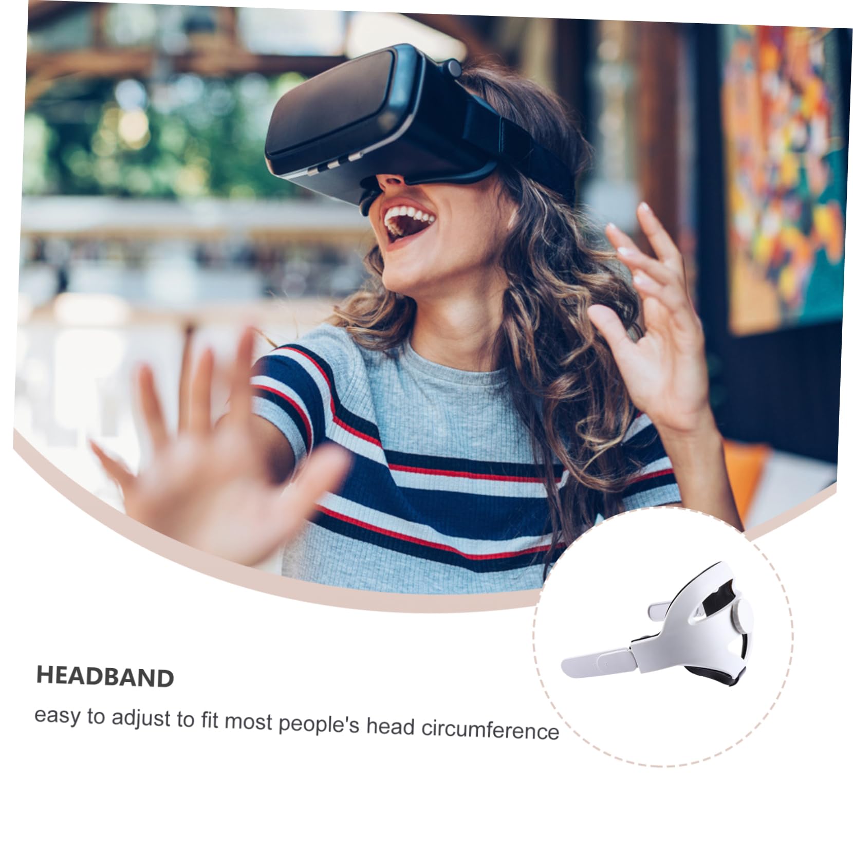 NUOBESTY Cinturino per Testa per Visore Vr Supporto Regolabile per Testa Compatibile con Visori Materiale di Buona Qualità Pulsante Rotante Gradi Protezione Forte Supporto e Bilanciamento