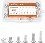 M3 x 30mm 35mm 40mm 45mm 50mm Bouton tête de socket bouchon vis Bolts, 304 Acier inoxydable, Machine entièrement filetée, Métrique Allen Hex Drive, Finition lumineuse, Kit d'assortiment 100PCS