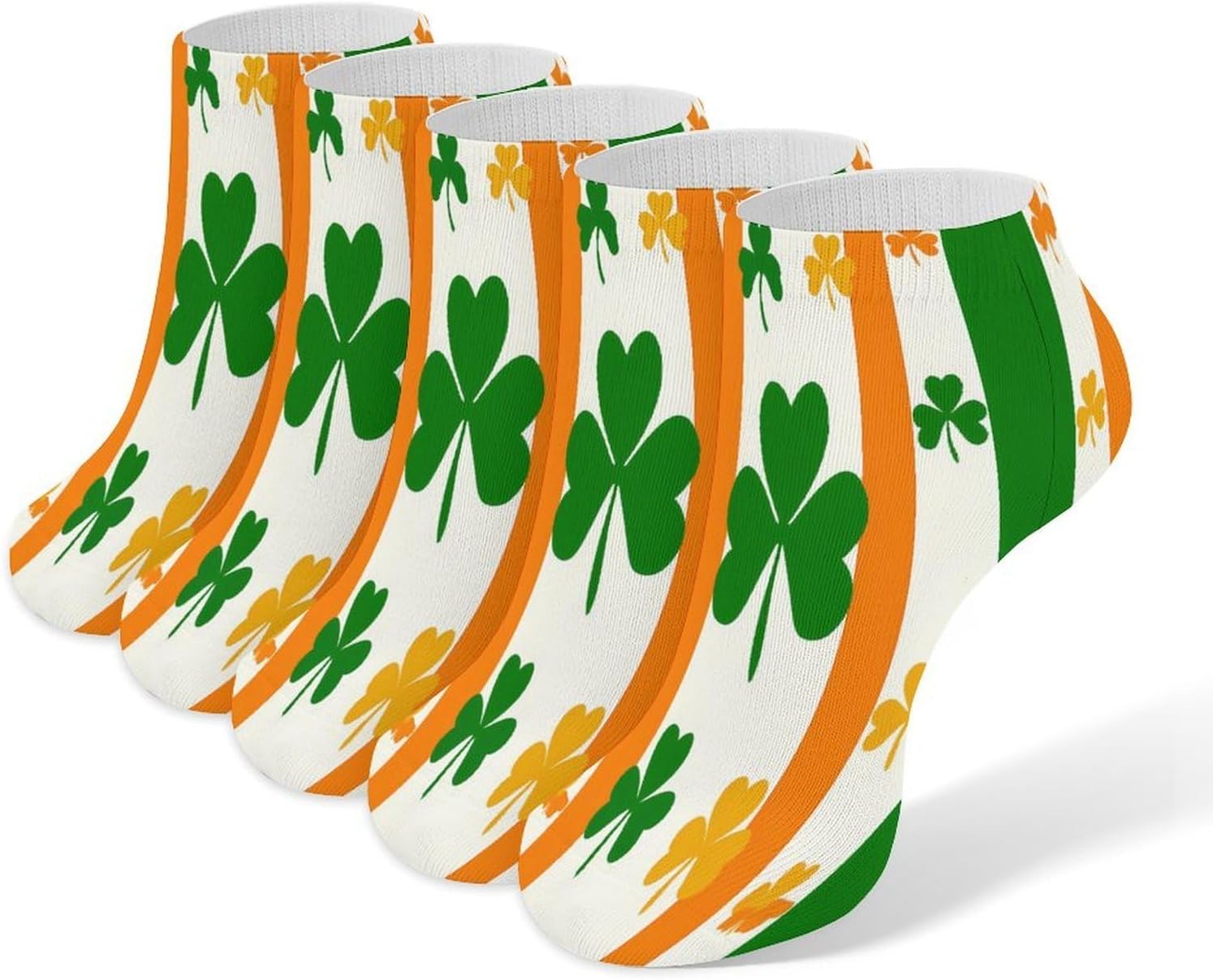 Irish Shamrock Flag Socks for Men Women 5 Pairs Ankle Socks
