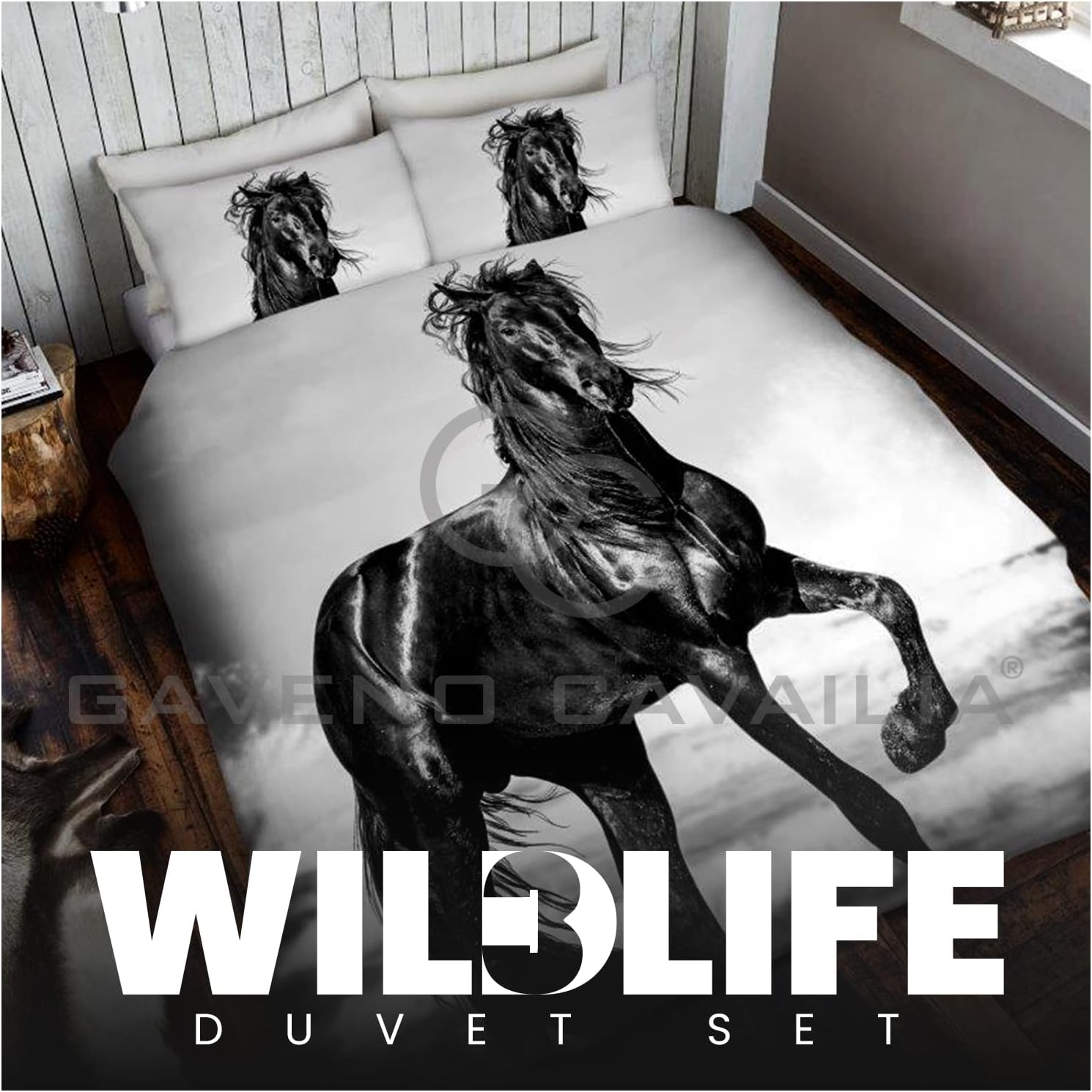 GC GAVENO CAVAILIA Wildlife Duvet Cover, 3D Animal Bedding Set, 3D Horse, Double, 658931 - Image 3