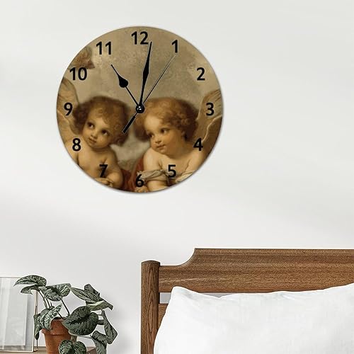 Miniatura 3 de ArogGeld PVC Clock 9in Silent Non-Ticking Raphael Angels Hanging Clock Cupid Angel Battery Operated Novelty Large Wall Clock Decorative for Kitchen