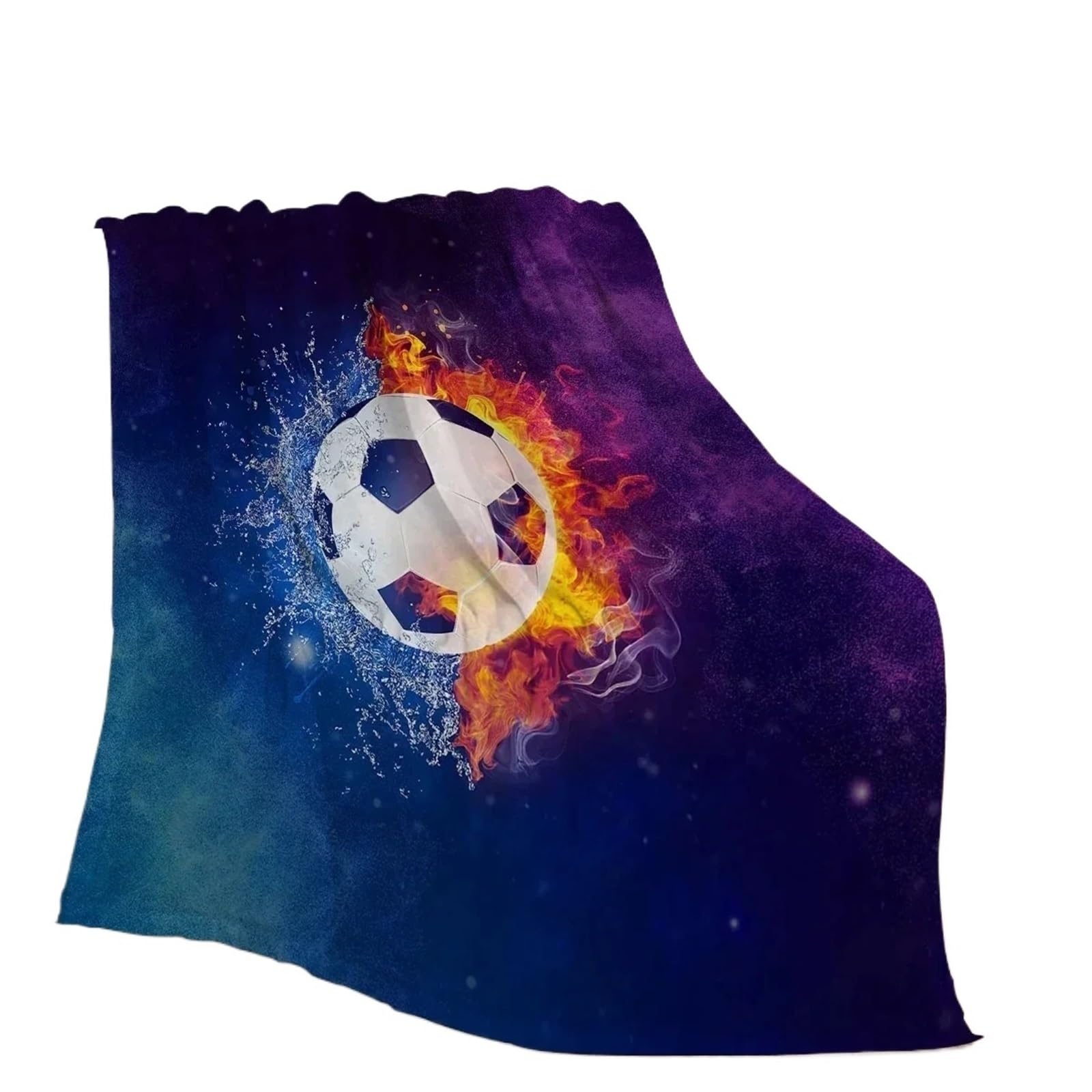 WSQHAO Football Fire And Water Throw Blanket Cozy For Couch Sofa Bed Living Room for Bed Couch(130X150cm)