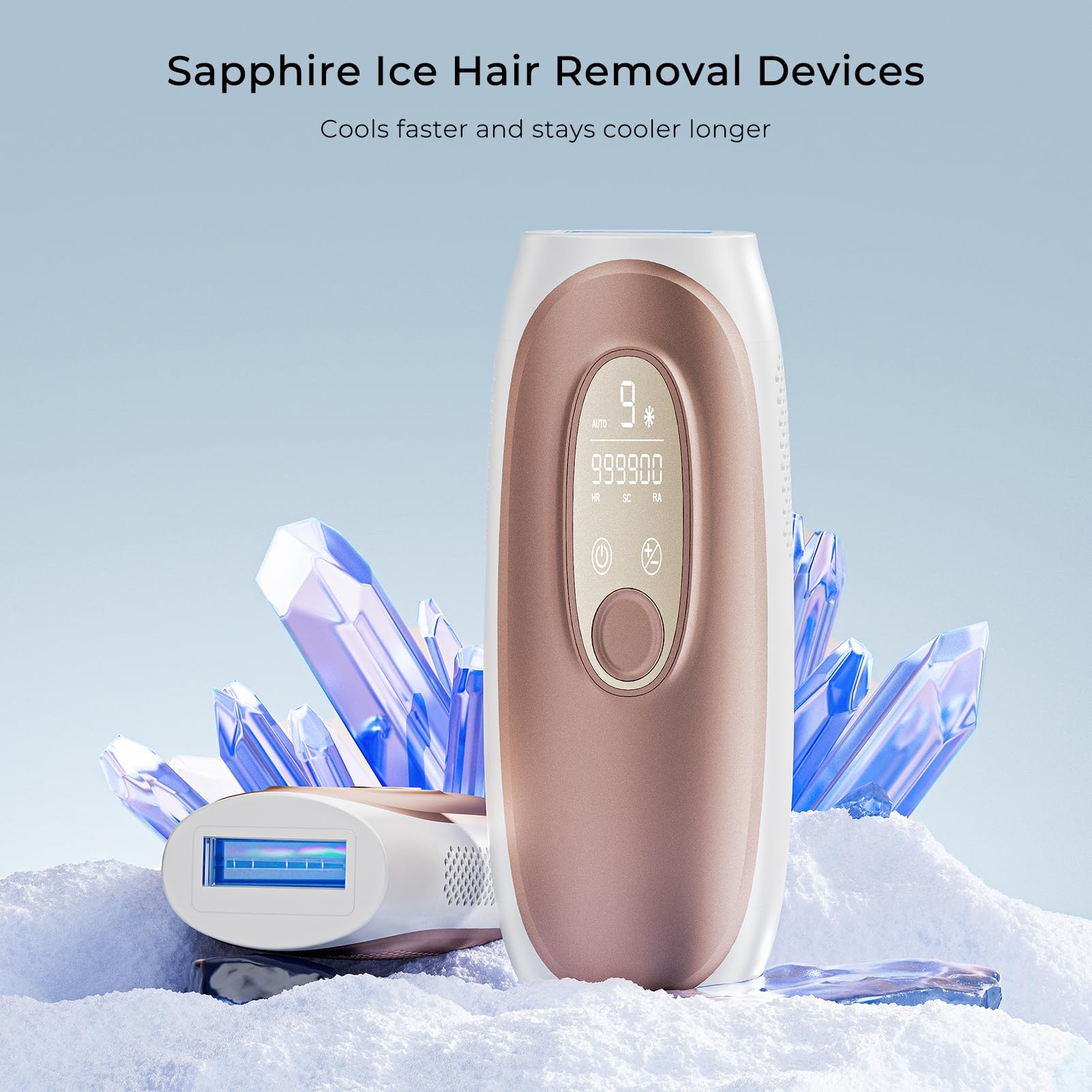 Épilateur Lumière Pulsée IPL avec Technologie de Refroidissement Saphir, 9 Niveaux d'énergie, Astuces Intelligentes Pour le Corps/bikini/visage - Flashs Illimités