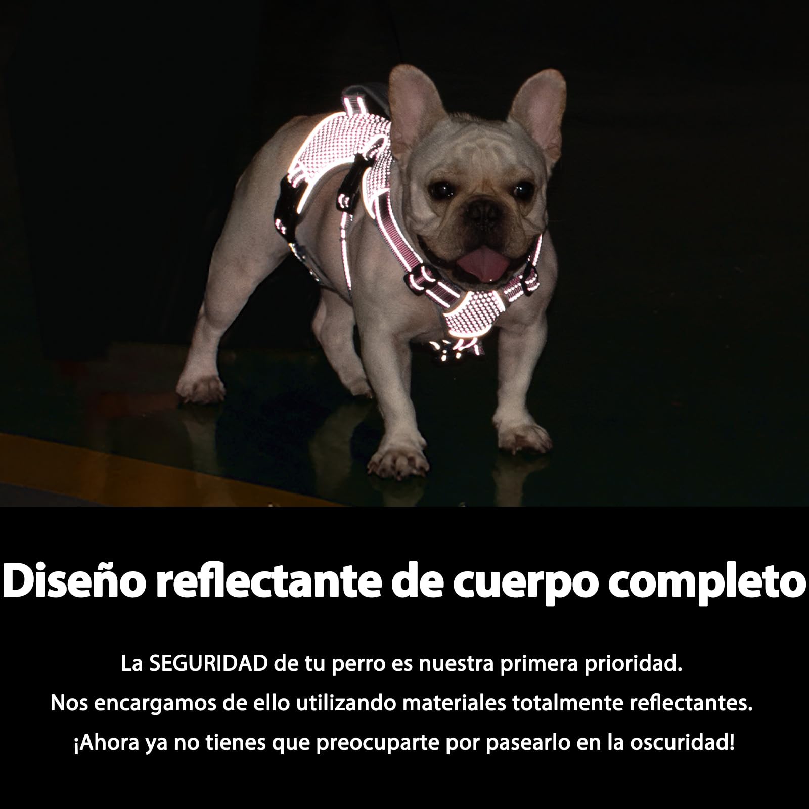 Huntboo Arnes Perro Pequeño Mediano Grande, Arnes Antiescape Perro, Arnés Reflectante para Perros con Asa, Reflectante, Chaleco Ajustable para Caminar, Equipamiento Correr(Rosa,L)