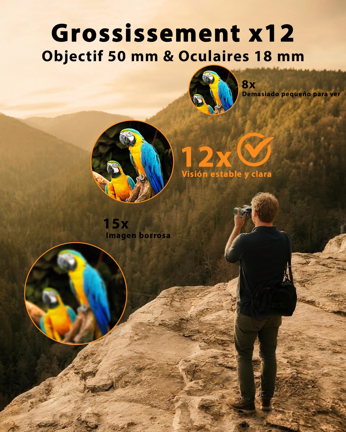 usogood 12x50 Jumelles Adultes Puissante – Jumelles Adultes avec Prismes BaK4 et Lentilles FMC, Antidérapantes et Étanches, pour l'Ornithologie, la Chasse, la Randonnée, Les Concerts