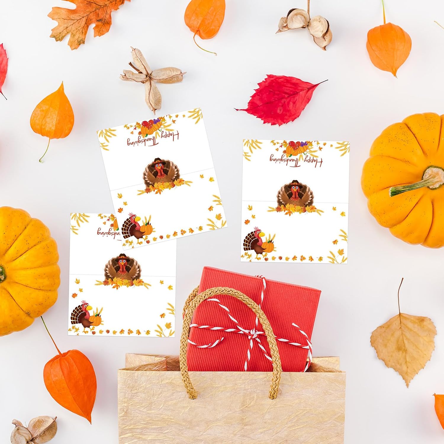 Treasure Cove Thanksgiving Table Place Cards Turkey Tent Name Cards 25Pcs