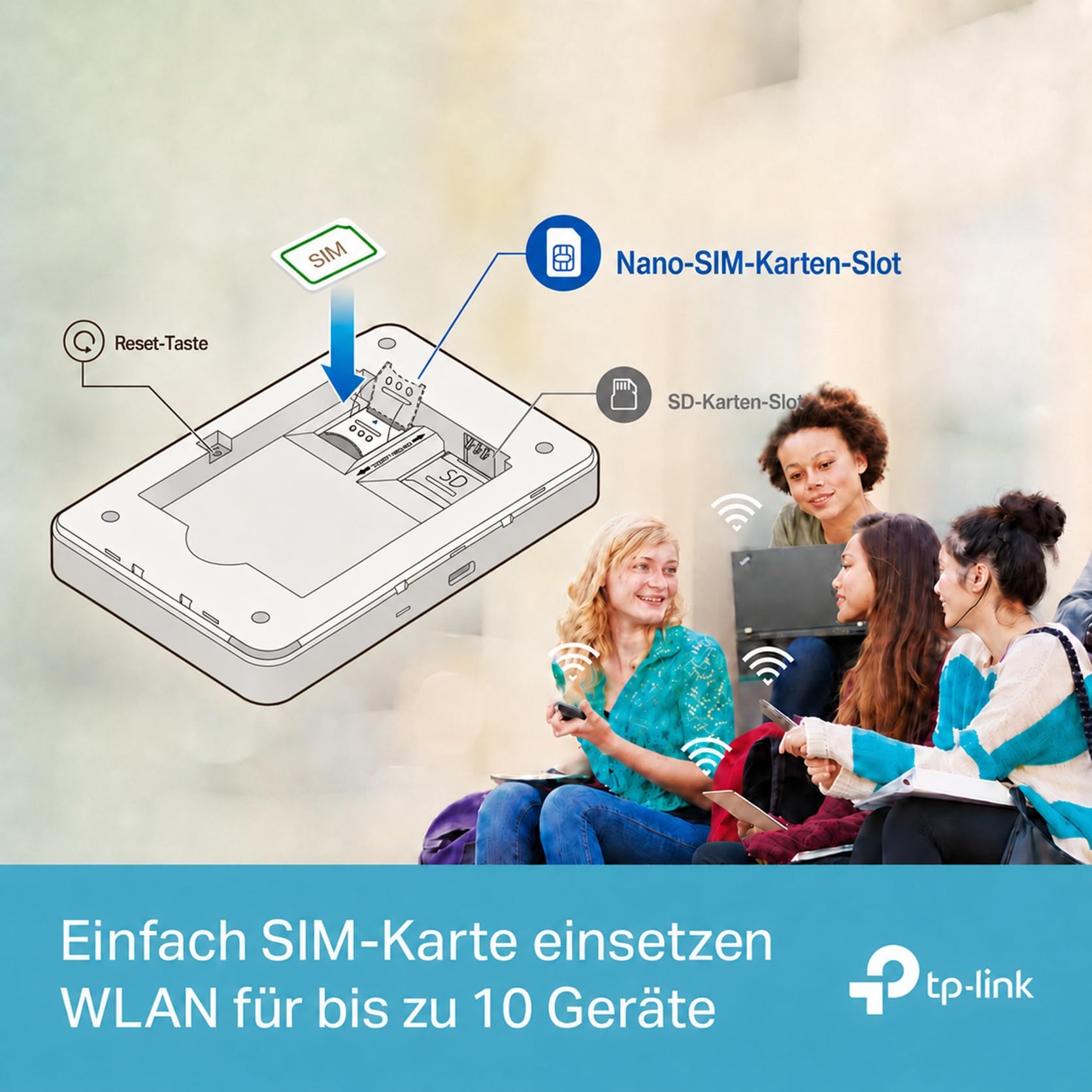 TP-Link M7350 Mobiler 4G LTE WLAN Router, bis 150 Mbit/s, Farb-LCD, 2000-mAh-Akku (bis zu 8 Std.), verbindet bis zu 10 Geräte, kompatibel mit Allen europäischen SIM-Karten - Image 3