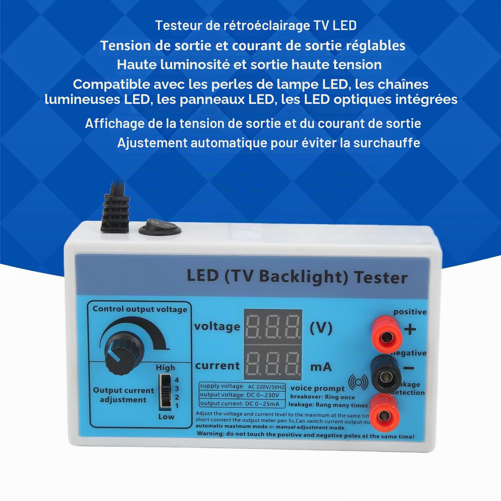 Testeur de Rétroéclairage TV LED Multifonction avec Tension et Courant de Sortie Réglables, Prévention Intelligente de L'épuisement des LED, Remplacement Facile pour N'importe