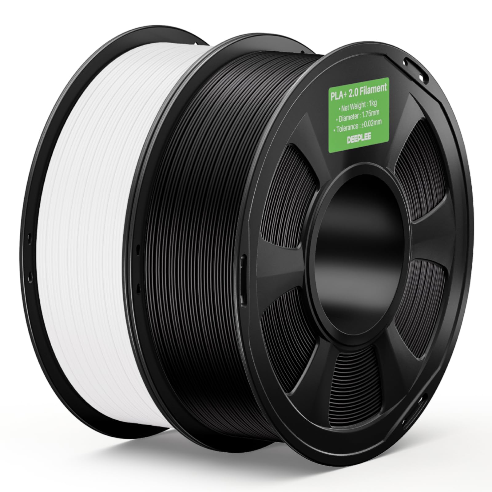 Filamento DEEPLEE PLA+ 2.0 Nero/Bianco 2KG, Materiale Aggiornato per Stampanti 3D PLA+ 1.75mm Compatibile con la Maggior Parte delle Stampanti FDM.
