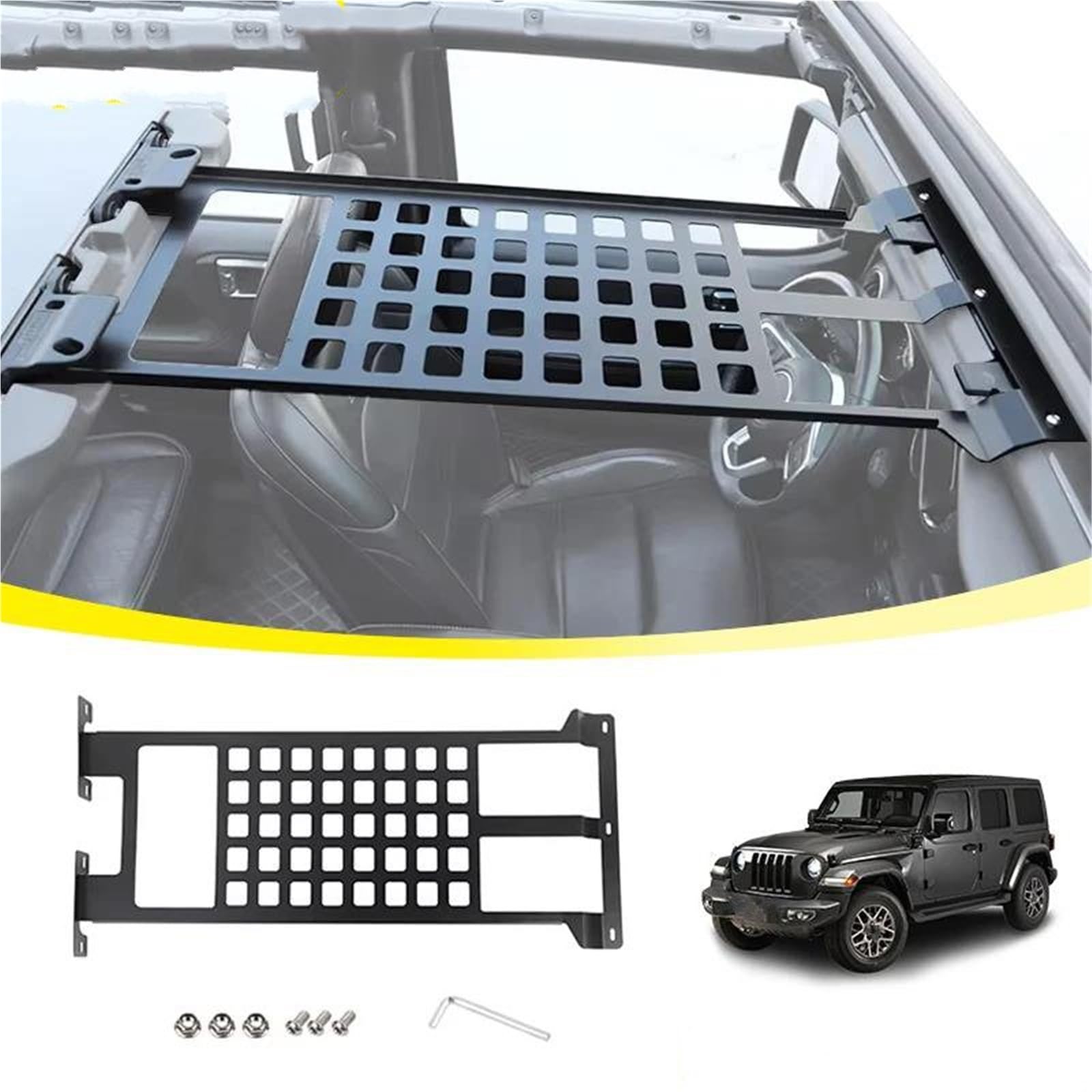 Genérico Portaequipajes Delantero Techo Coche Soporte Almacenamiento para Jeep para Wrangler JL para Gladiator JT 2018-2025