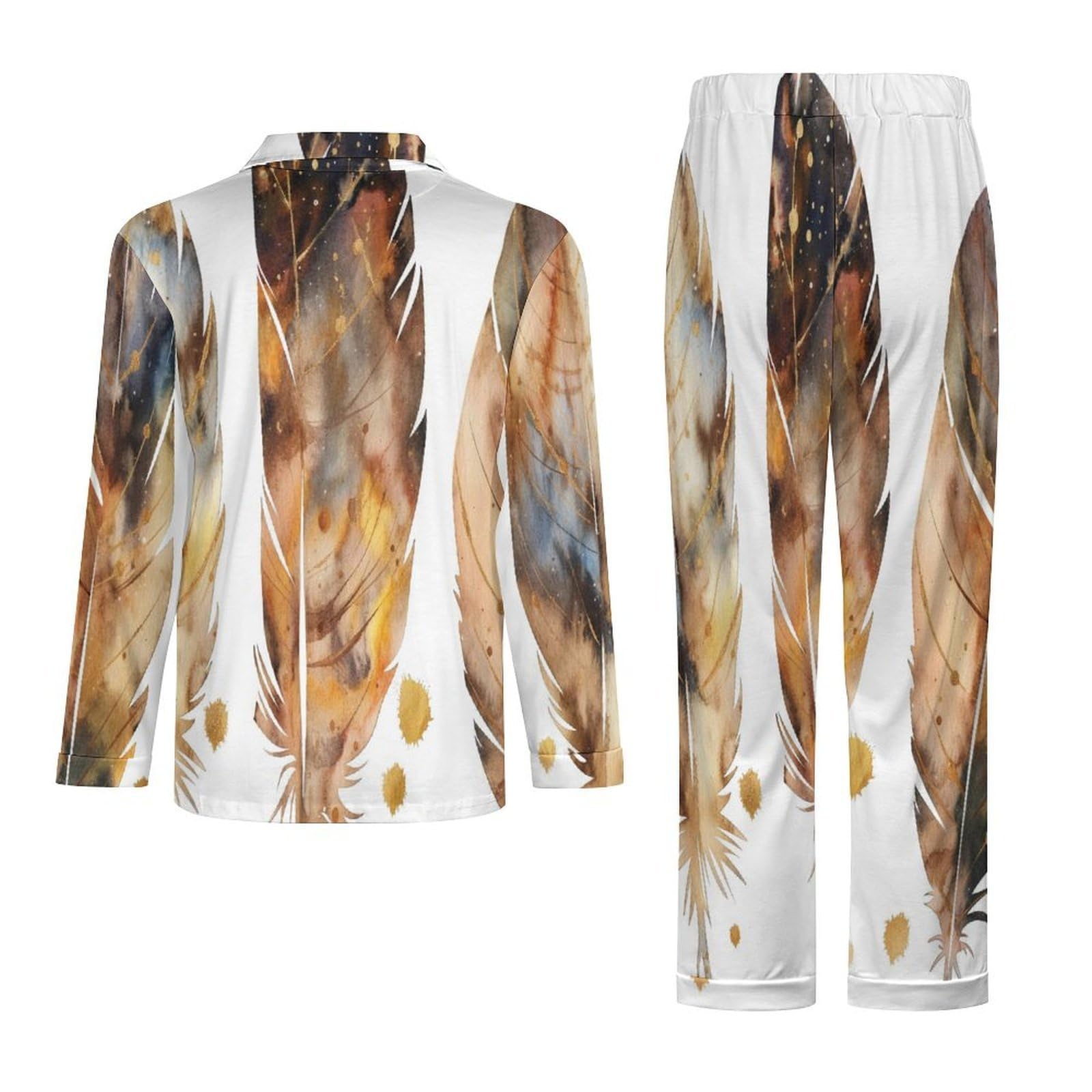 OLEETS Completo Pigiama da Uomo 2 Pezzi - Modelli Astratti Pigiama Invernale Casual Morbido da Notte Completo con Top E Pantaloni A Maniche Lunghe 2 Pezzi Pigiama Largo