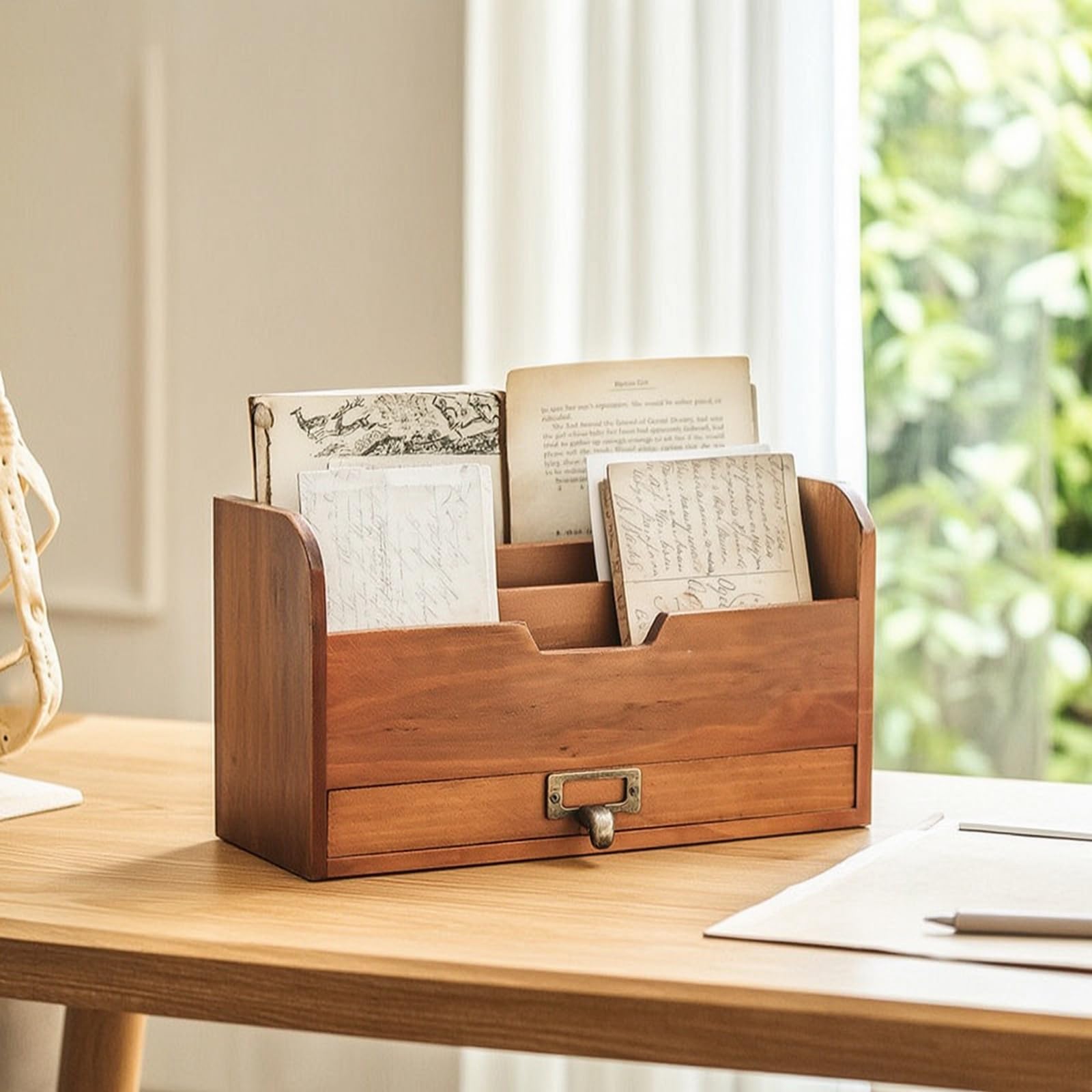 predolo Organizer da Scrivania con Cassetti Vintage Organizer in Legno con Cassetti Retrò Schedario da Scrivania per Ufficio