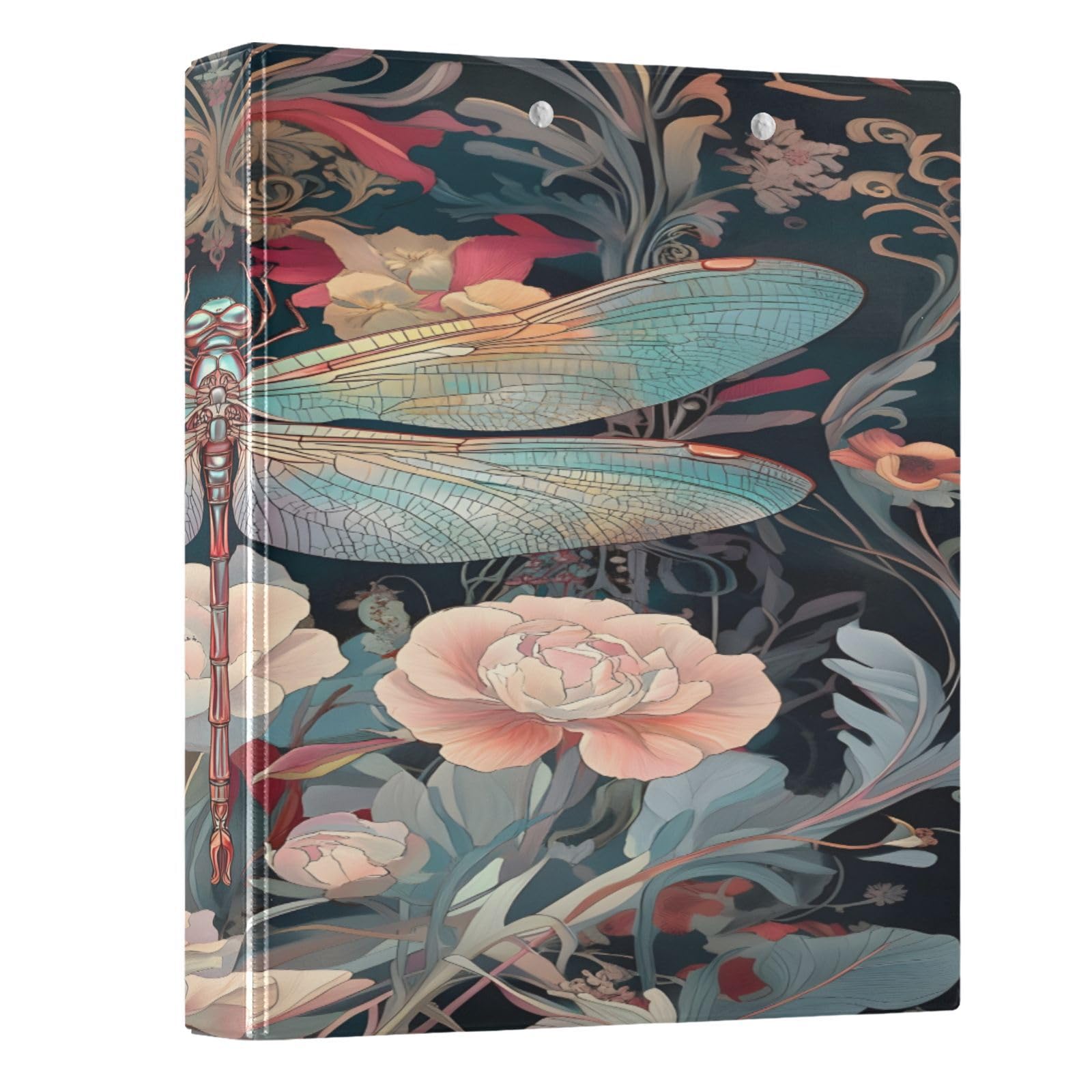 3 Ring Binder Dragonfly Flower 1.5 inch Binders