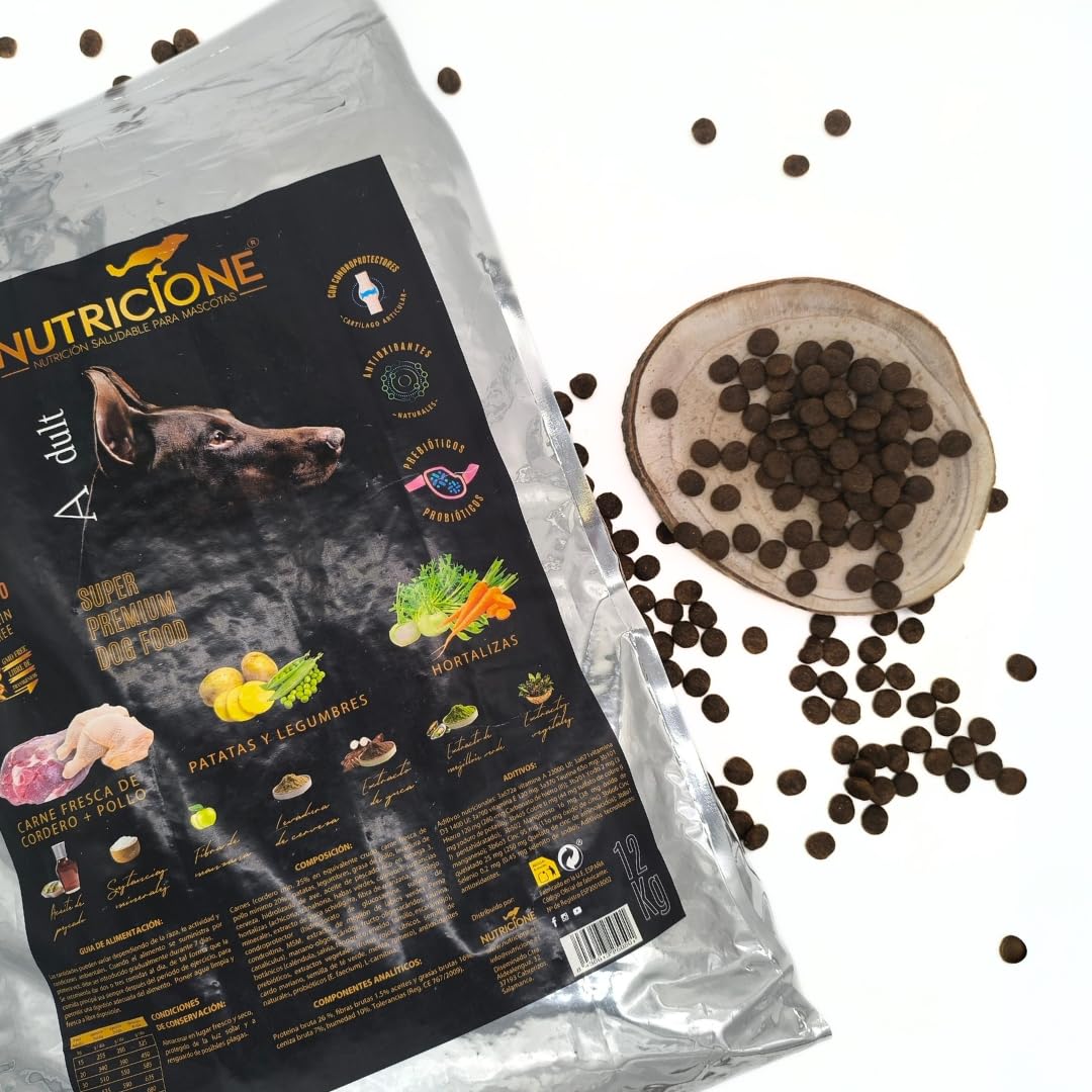 Pienso Grain Free para Perros Adultos - Carne Fresca de Cordero y Pollo | Fórmula Completa para Todas Las Razas | 12 kg | Nutrición Balanceada y Sin Cereales