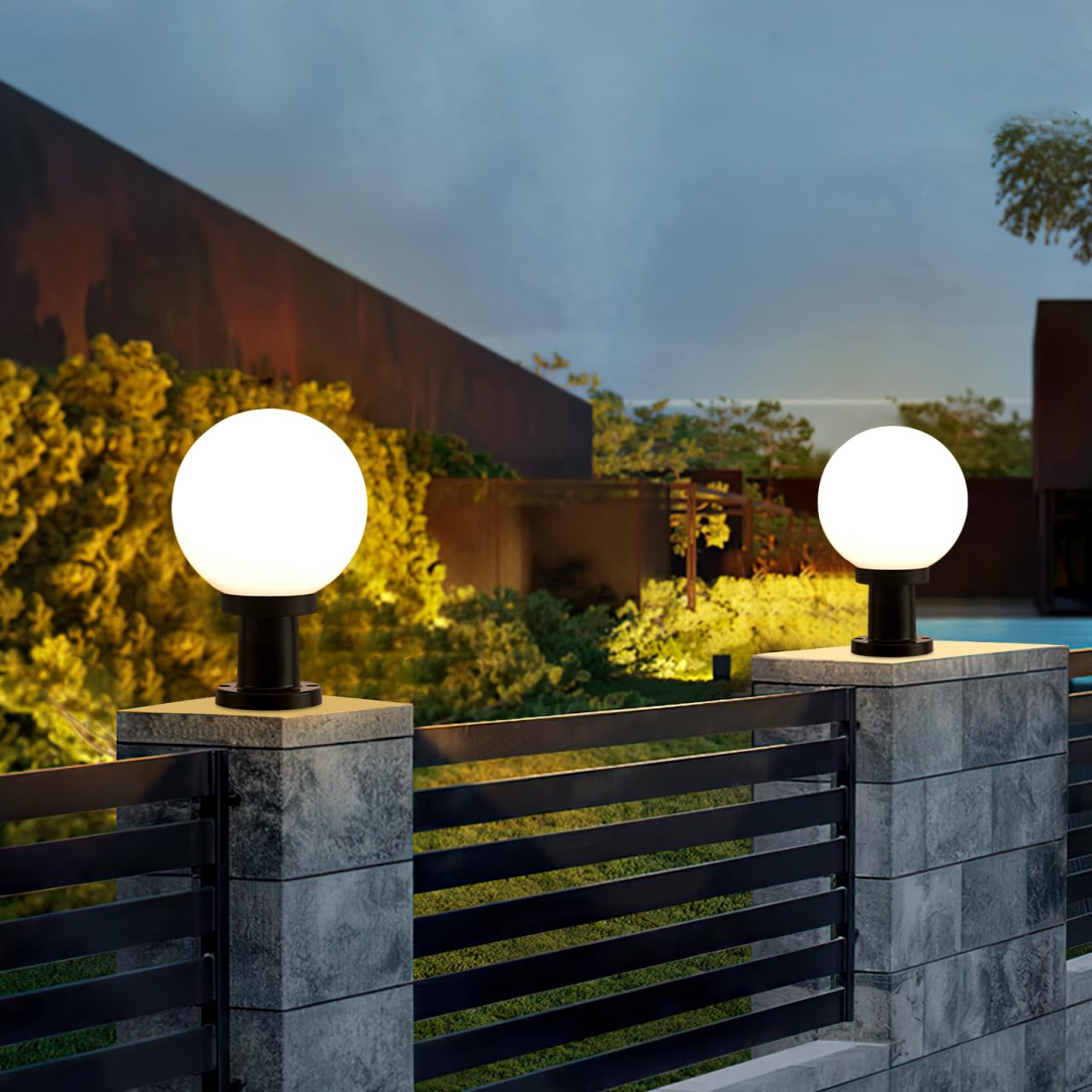 SHERCHPRY Lámpara De Poste Para Exteriores Bola Acrílica 9.64 Pulgadas Luz De Patio Jardín Iluminación De Columna Exterior