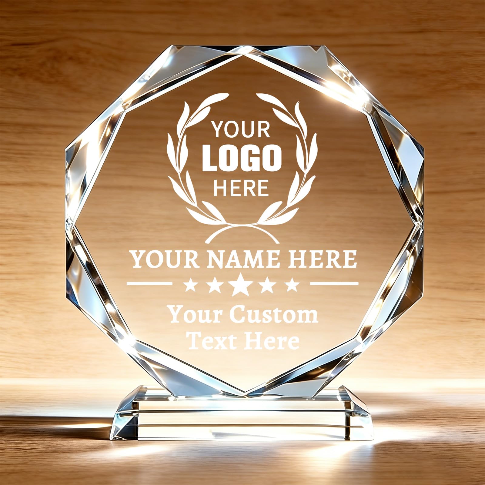 Trophée Personnalisable en Cristal Gravure Personnalisée Logo Nom Texte Photo Trophées en Verre Personnalisés pour Retraite Récompense Employé Sport