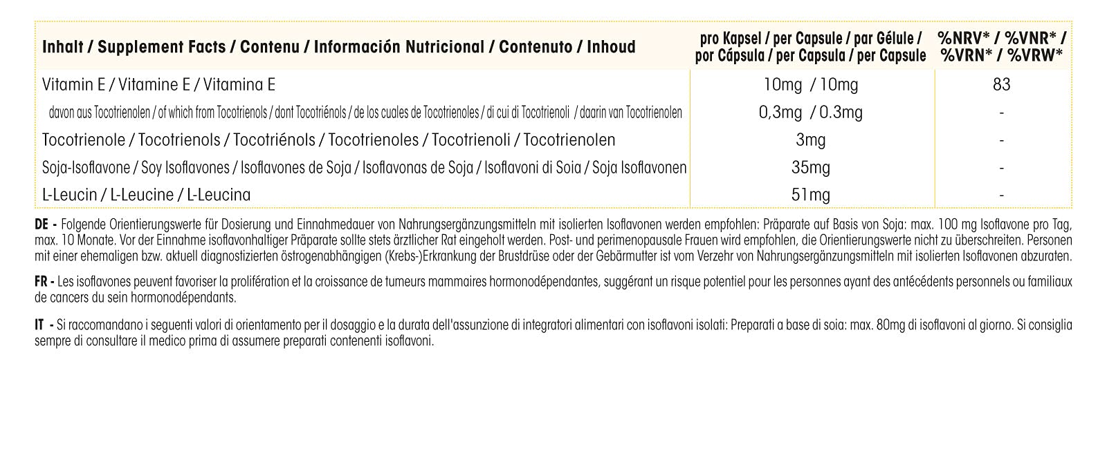 Isoflavones de Soja 35 mg - 100 gélules - Avec vitamine E | Warnke Vitalstoffe - Qualité des pharmacies allemandes