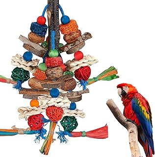 Papageienspielzeug Hängespielzeug, Vogelspielzeug Bunte Holzblock Kauen Maiskolben HängekäfigSpielzeug Papagei Spielzeug für Wellensittich GroßE Papageien Holzblöcke Klettern