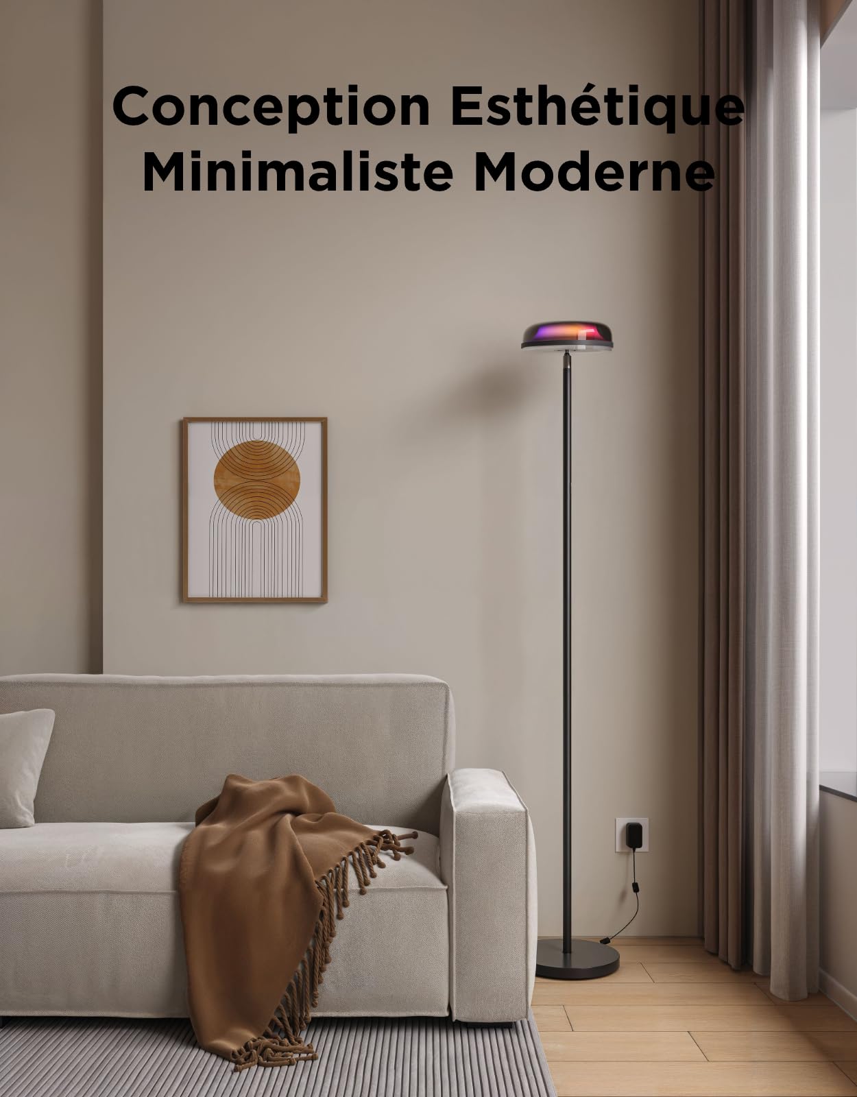 Govee Lampadaire Salon à Trois Zones Indépendantes, RGBIC d'Éclairage Ondulé Blanc Chaud & Froid, Compatible avec Matter et Alexa, 80+ Modes Scène, 1000lm, 2700-6500K, Idéal pour Salon, Chambre,Bureau
