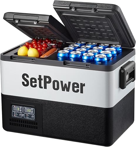 Miniatura 1 de Setpower Refrigerador portátil PT45 de doble zona, enfriamiento rápido de 0 -50 , refrigerador de coche de control separado, congelador portátil de