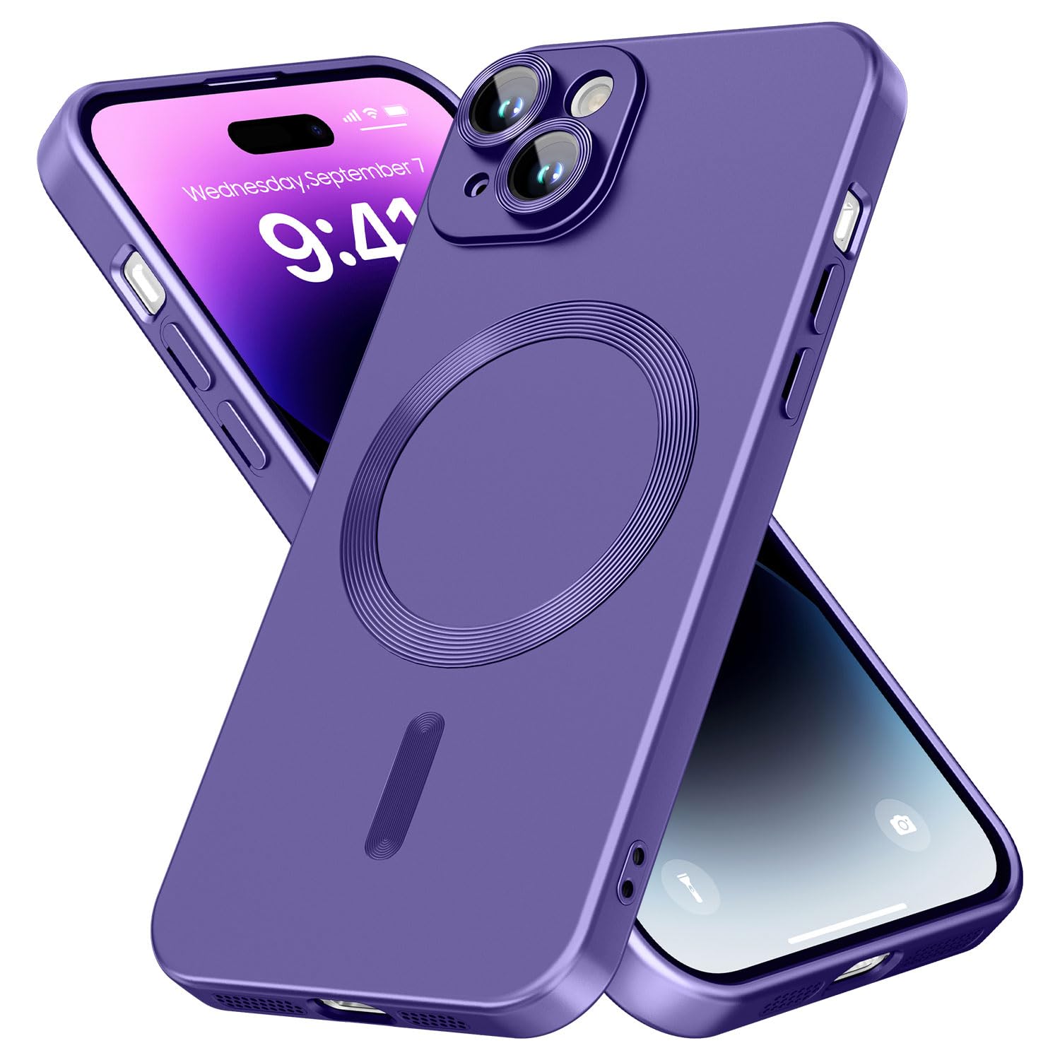 Coque iPhone 15 antichoc avec protection objectif intégrée et aimant MagSafe violet - 8