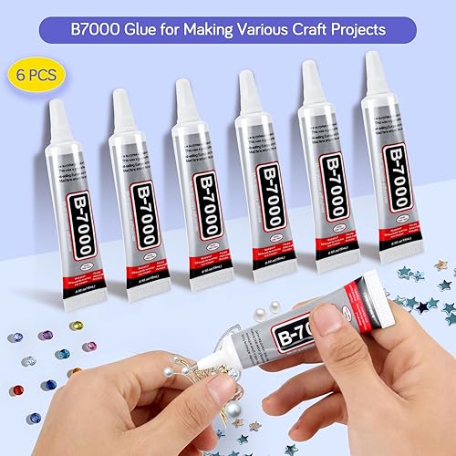 Miniatura 9 de Pegamento adhesivo B-7000 para fabricación de joyas, 2 unidades de 0.8 onzas líquidas, pegamento transparente para manualidades, pegamento de